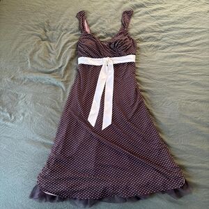 Elegant Polka Dot Dress with White Ribbon